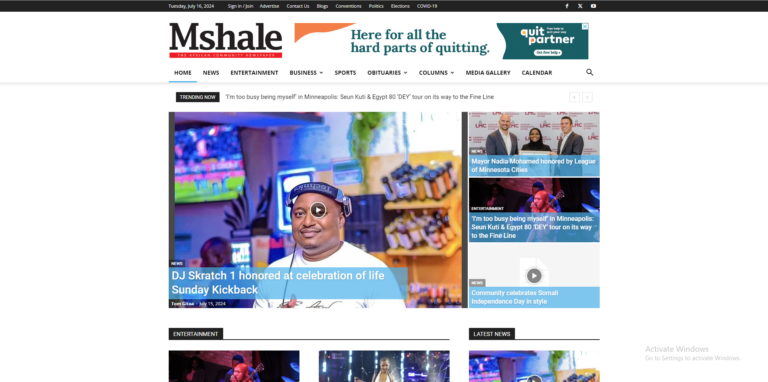 Mshale | Technology Used: WordPress.